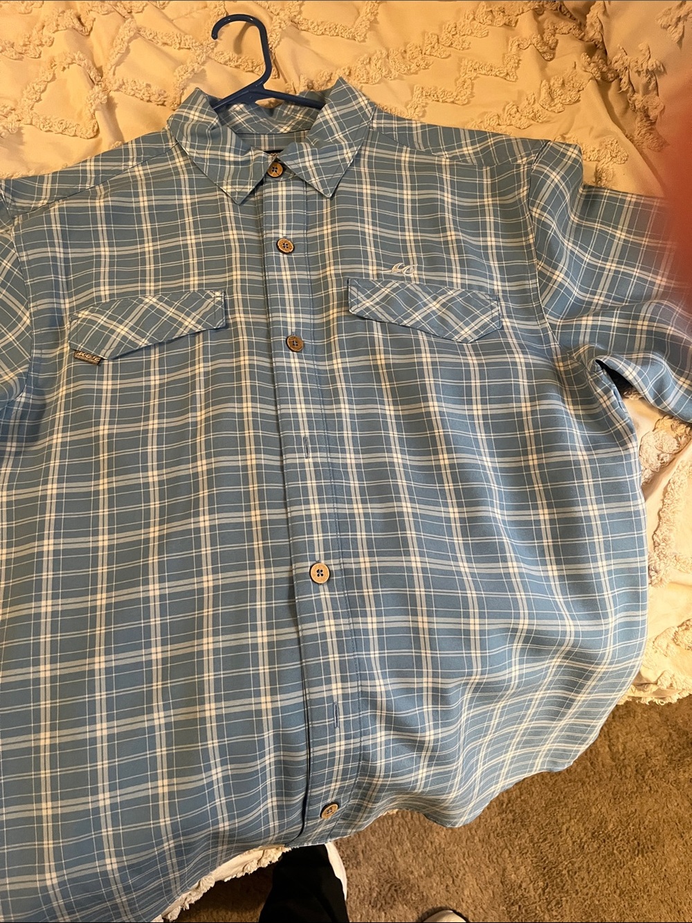 Men's Blue Plaid Casual Button-Down Shirt